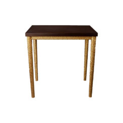 Amoir Small Brown Side Table With Golden Legs Front View