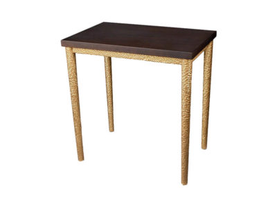 Amoir Small Brown Side Table With Golden Legs Side View