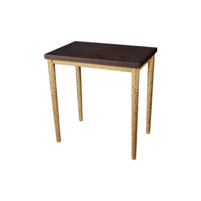 Amoir Small Brown Side Table With Golden Legs Side View