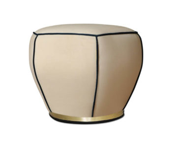 Bethy Upholstered Living Room Pouf with Brass Inlay
