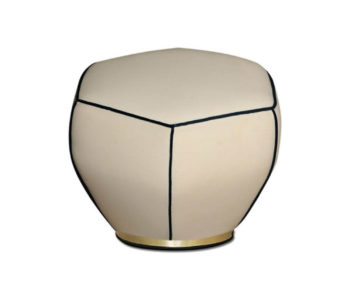 Bethy Upholstered Living Room Pouf with Brass Inlay Round Base