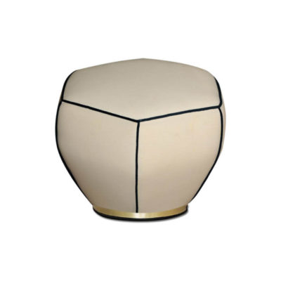 Bethy Upholstered Living Room Pouf with Brass Inlay Round Base