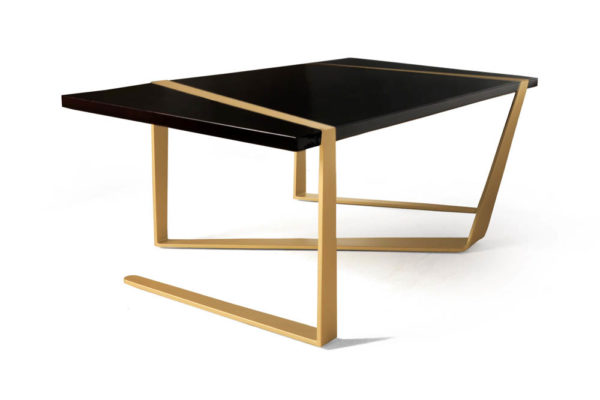 Anais Wooden Coffee Table with Gold Stainless Steel Legs