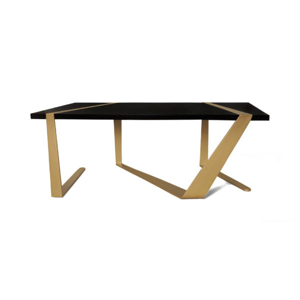 Anais Wooden Coffee Table with Gold Stainless Steel Legs Back