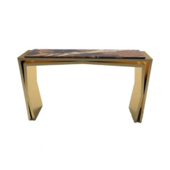 Aria Wooden Gold Console Table with Marble Top F