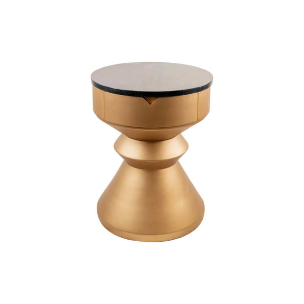 Bishop Round Gold Bedside Table with Drawer
