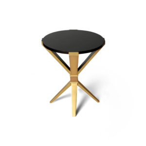BonBon Round Dark Brown and Gold Cross Leg Side Table Top View