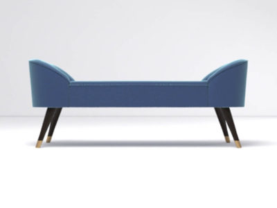 Celia Upholstered Bench with Arms Front View