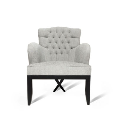 Cross Upholstered Tufted Armchair Gray