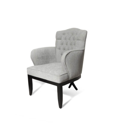 Cross Upholstered Tufted Armchair Grey Side