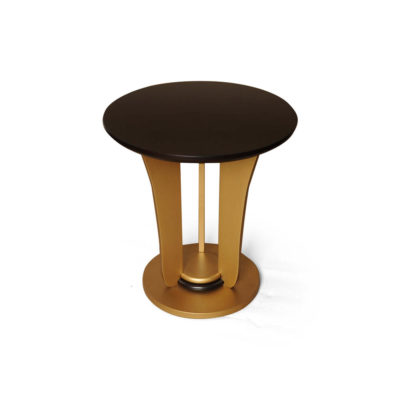 Fido Wooden Dark Brown and Gold Side Table