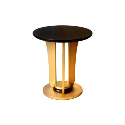 Fido Wooden Dark Brown and Gold Side Table Top View