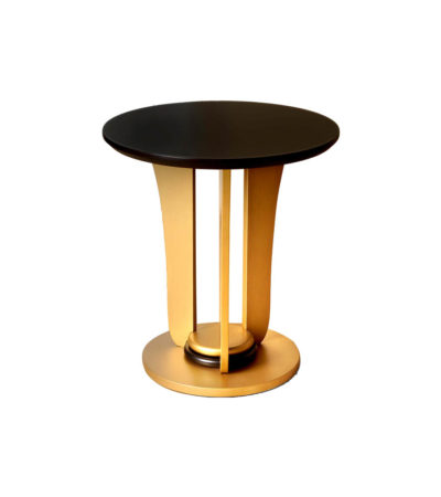 Fido Wooden Dark Brown and Gold Side Table Top View