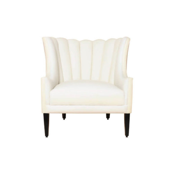 Georg Upholstered Armchair with Round Back and Black Legs