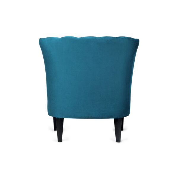 Georg Upholstered Blue Velvet Armchair with Round Back and Black Legs