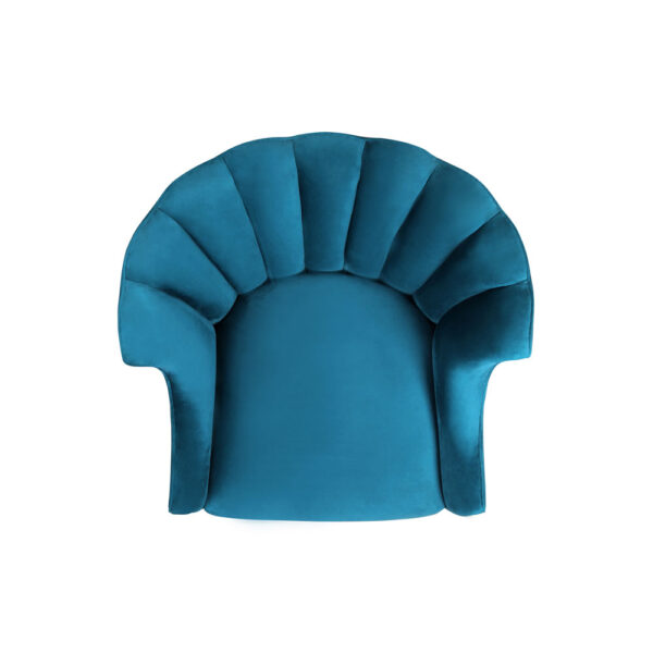 Georg Upholstered Blue Velvet Armchair with Round Back and Black Legs