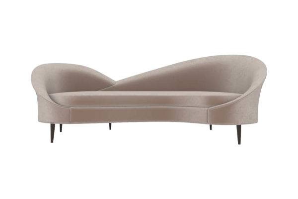 Heart Upholstered Curved Back Sofa with Wooden Legs