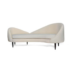 Heart Upholstered Curved Back Sofa with Wooden Legs Calico