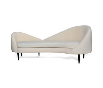 Heart Upholstered Curved Back Sofa with Wooden Legs Calico