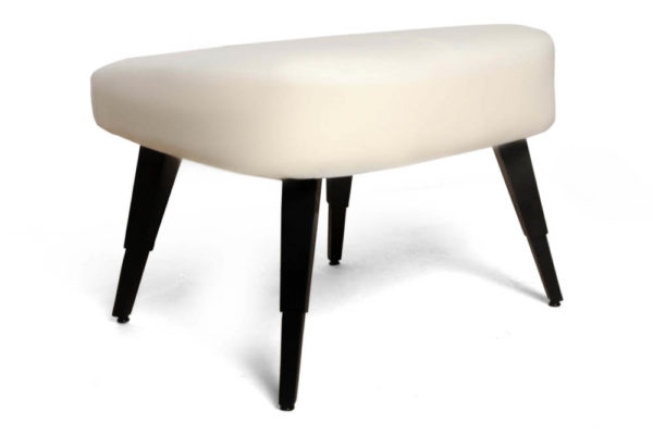 Keda Upholstered Pouf with Black Legs Corner View