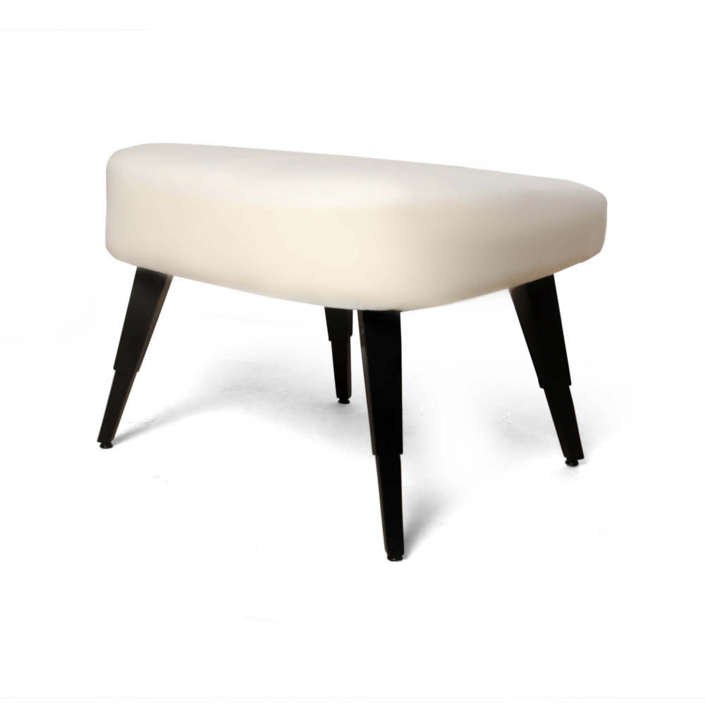 Keda Upholstered Pouf with Black Legs Corner View