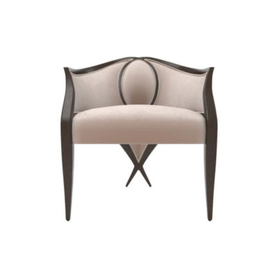 Oval Upholstered Wood Frame Armchair