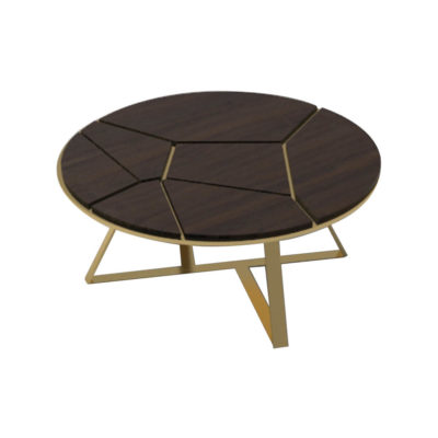 Puzzle Circular Coffee Table with Gold Leg