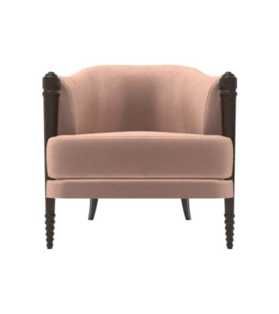 pink upholstered armchair