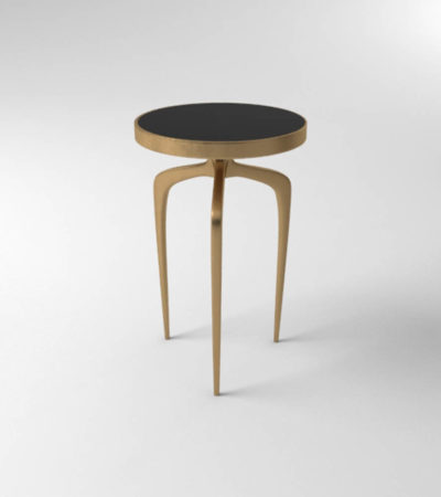 Sasha Wooden Gold with Glass Top Side Table View