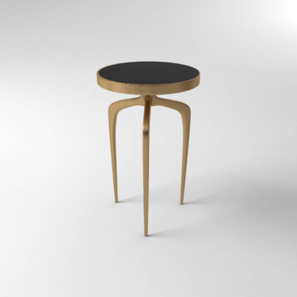 Sasha Wooden Gold with Glass Top Side Table View
