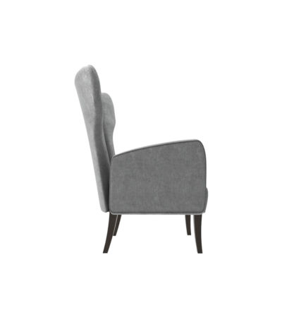Zelda Upholstered Wing Armchair with Black Wooden Legs Right Side View