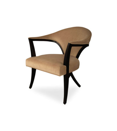 Zelle Upholstered Curved Armchair With Cross Legs Beside View