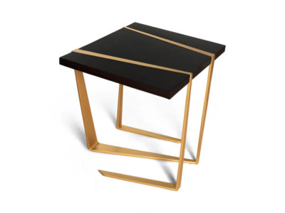 Anais Wooden Side Table with Gold Stainless Steel Legs
