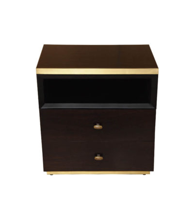 Manu Dark Brown Bedside Table with Drawer and Shelf