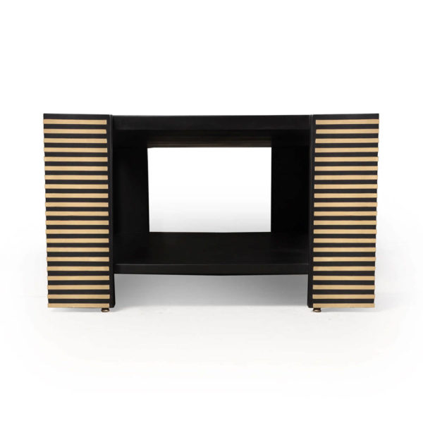 Pharo Rectangular Coffee Table Black Lacquer with Brass Strips 3