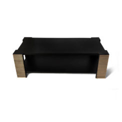 Pharo Rectangular Coffee Table Black Lacquer with Brass Strips Top View