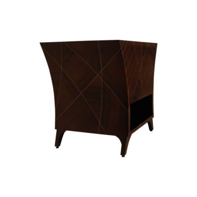 Sahco Dark Brown Curved Bedside Table with Open Shelf Right Side View