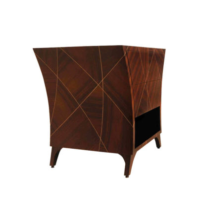 Sahco Dark Brown Curved Bedside Table with Open Shelf Right Side View