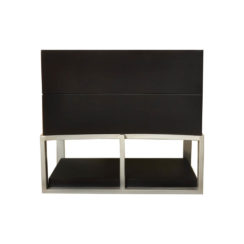 Dusk Two Drawers Wood and Stainless Steel Bedside Table Front View