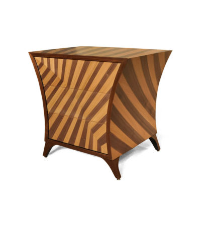 Sahco Curved Brown and Beige Bedside Table