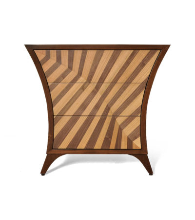 Sahco Curved Brown and Beige Bedside Table Front View