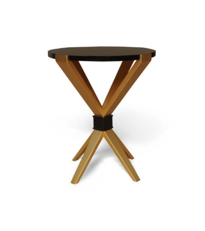 BonBon Dark Brown and Gold Cross Leg Round Side Table View