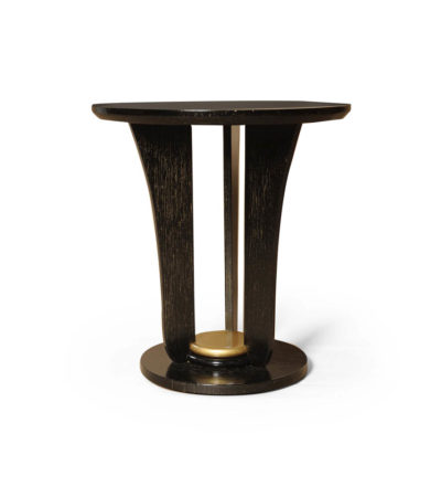 Fido Black Wooden Distressed Side Table with Gold