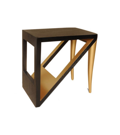 Jayden Dark Brown Square Side Table with Golden Legs