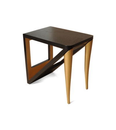 Jayden Dark Brown Square Side Table with Golden Legs Beside View
