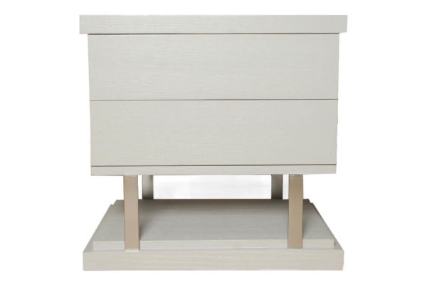 Max Light Grey Bedside Table with Stainless Steel