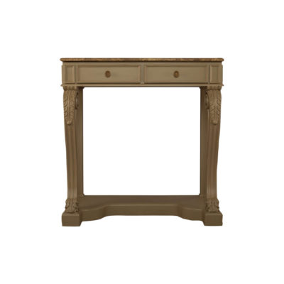 Adalia Wood Beige Two Drawer Console Table with Marble Top