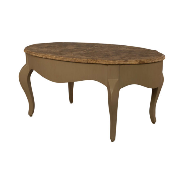 Alivar Oval Wood Marble Top Coffee Table Top View