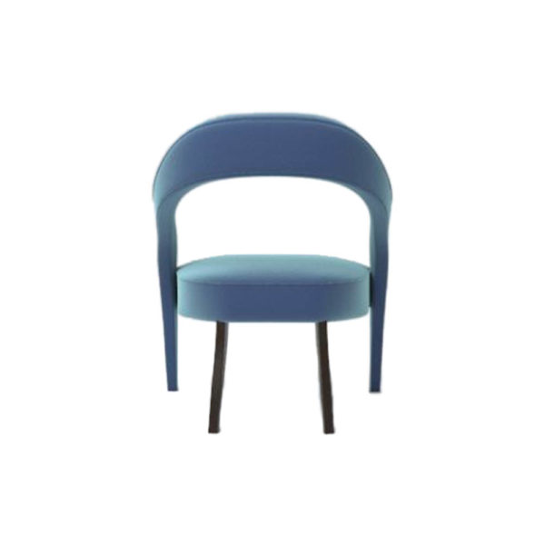 Archy Upholstered Round Back Arm Chair Blue Back View