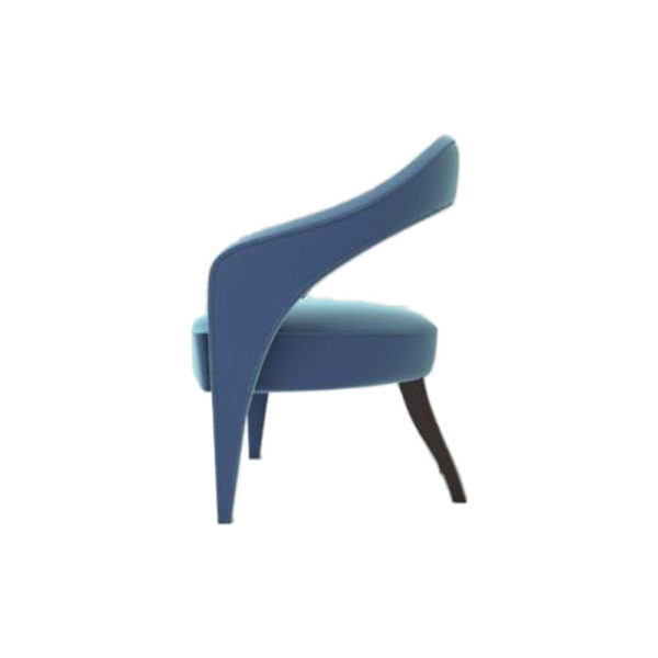 Archy Upholstered Round Back Arm Chair Blue Side View